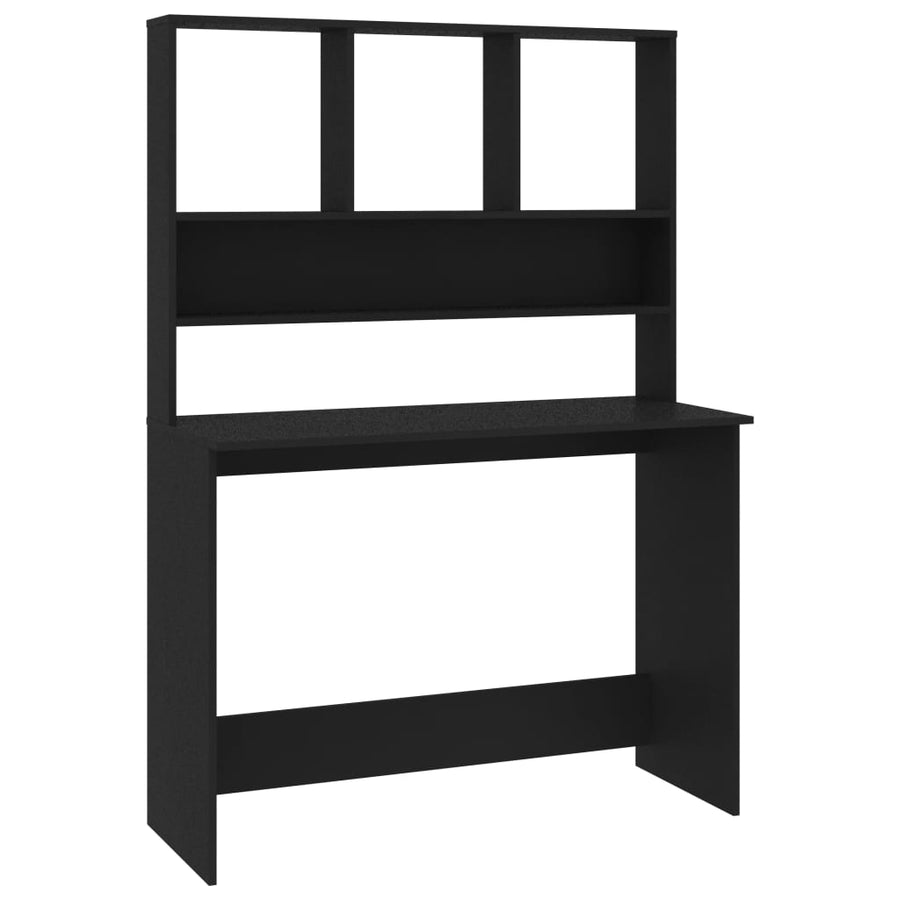 Bureau met schappen 110x45x157 cm bewerkt hout zwart