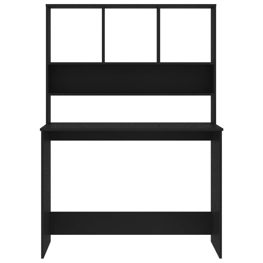 Bureau met schappen 110x45x157 cm bewerkt hout zwart
