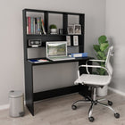 Desk with shelves 110x45x157 cm engineered wood black