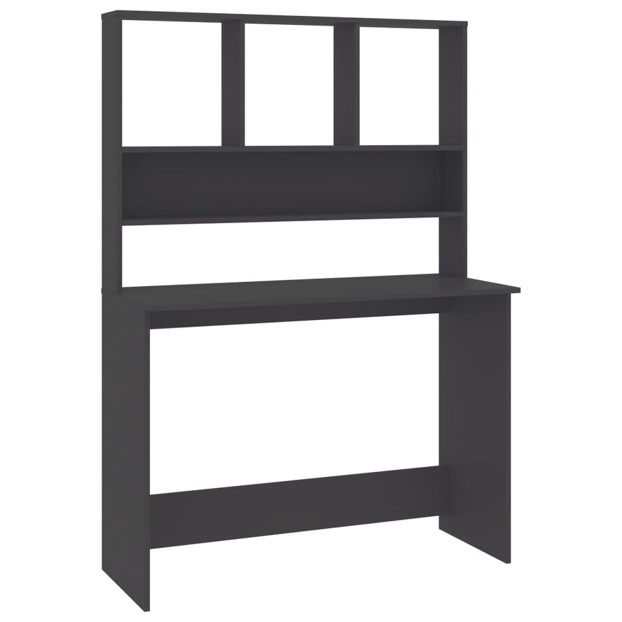 Bureau Met Schappen 110X45X157 Cm Bewerkt Hout Grijs