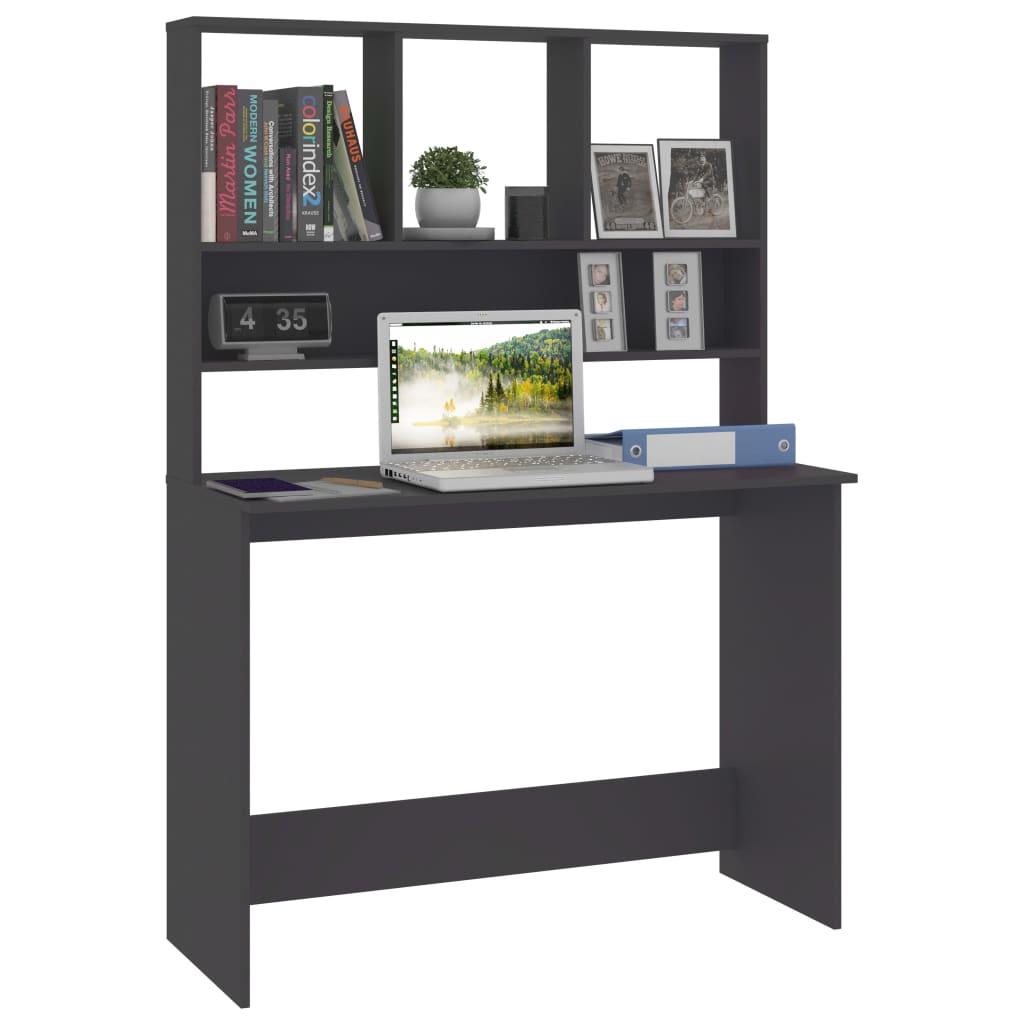 Bureau Met Schappen 110X45X157 Cm Bewerkt Hout Grijs
