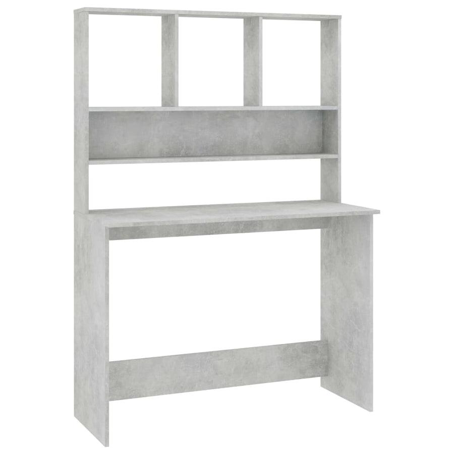 Bureau Met Schappen 110X45X157 Cm Bewerkt Hout Betongrijs