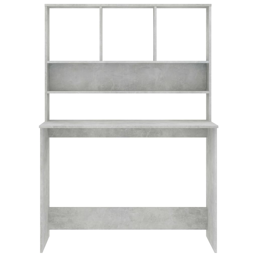 Bureau Met Schappen 110X45X157 Cm Bewerkt Hout Betongrijs