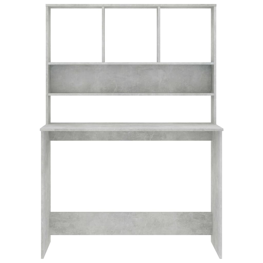 Bureau Met Schappen 110X45X157 Cm Bewerkt Hout Betongrijs