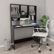 Bureau met schappen 110x45x157 cm hoogglans zwart