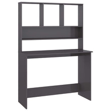 Bureau Met Schappen 110X45X157 Cm Bewerkt Hout Hoogglans grijs