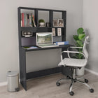 Desk With Shelves 110X45X157 Cm Engineered Wood High Gloss Grey