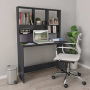 Bureau met schappen 110x45x157 cm bewerkt hout grijs hoogglans