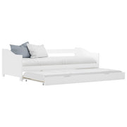 Bedbank uittrekbaar grenenhout wit 90x200 cm