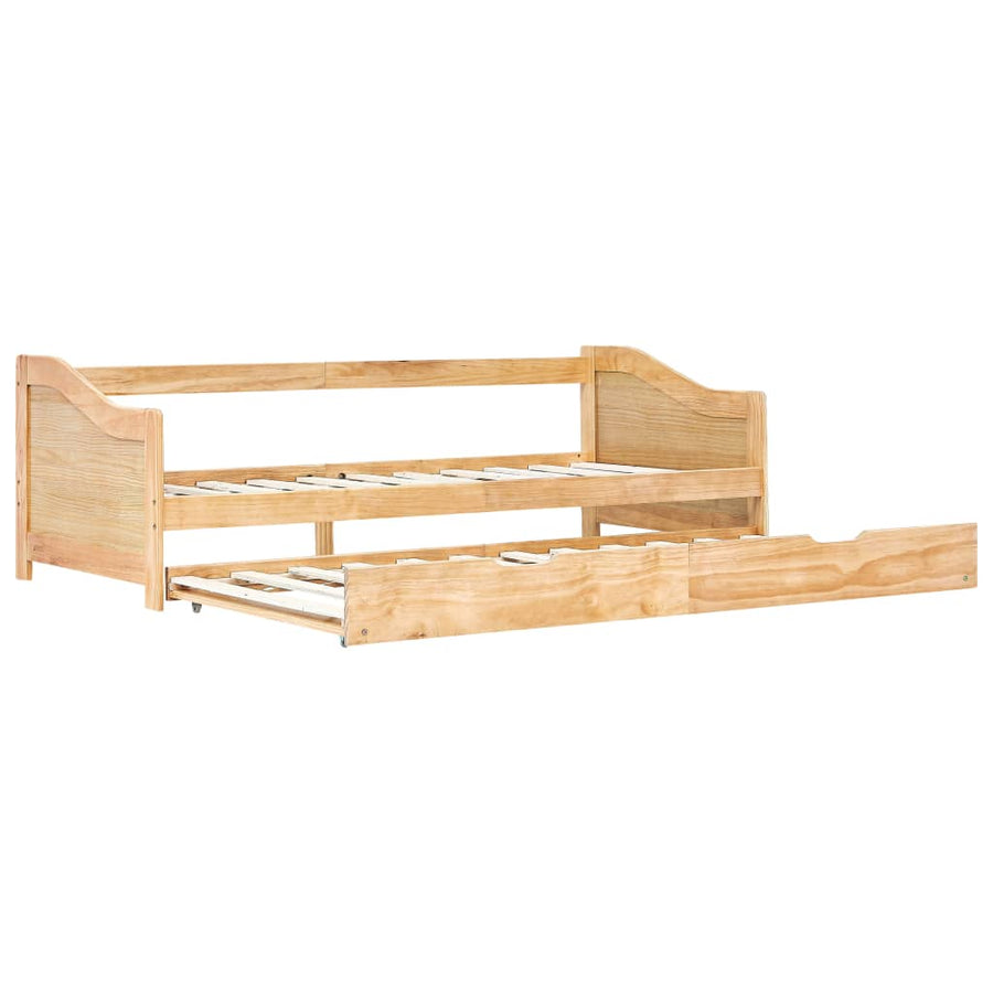 Bedbankframe Uittrekbaar Grenenhout 90X200 Cm Bruin