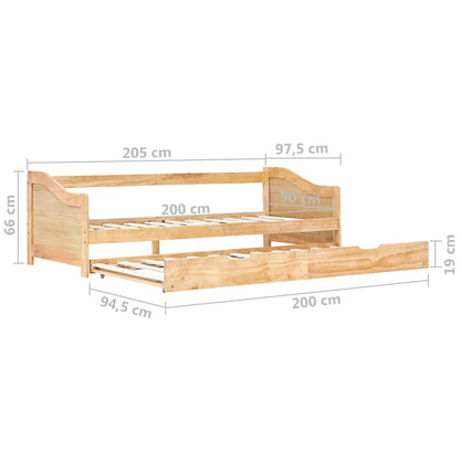 Bedbankframe Uittrekbaar Grenenhout 90X200 Cm Bruin
