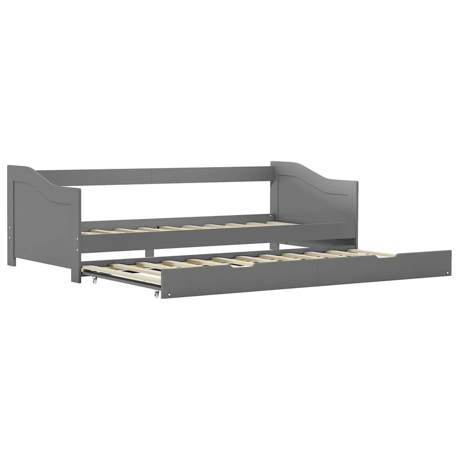 Bedbankframe Uittrekbaar Grenenhout 90X200 Cm Grijs