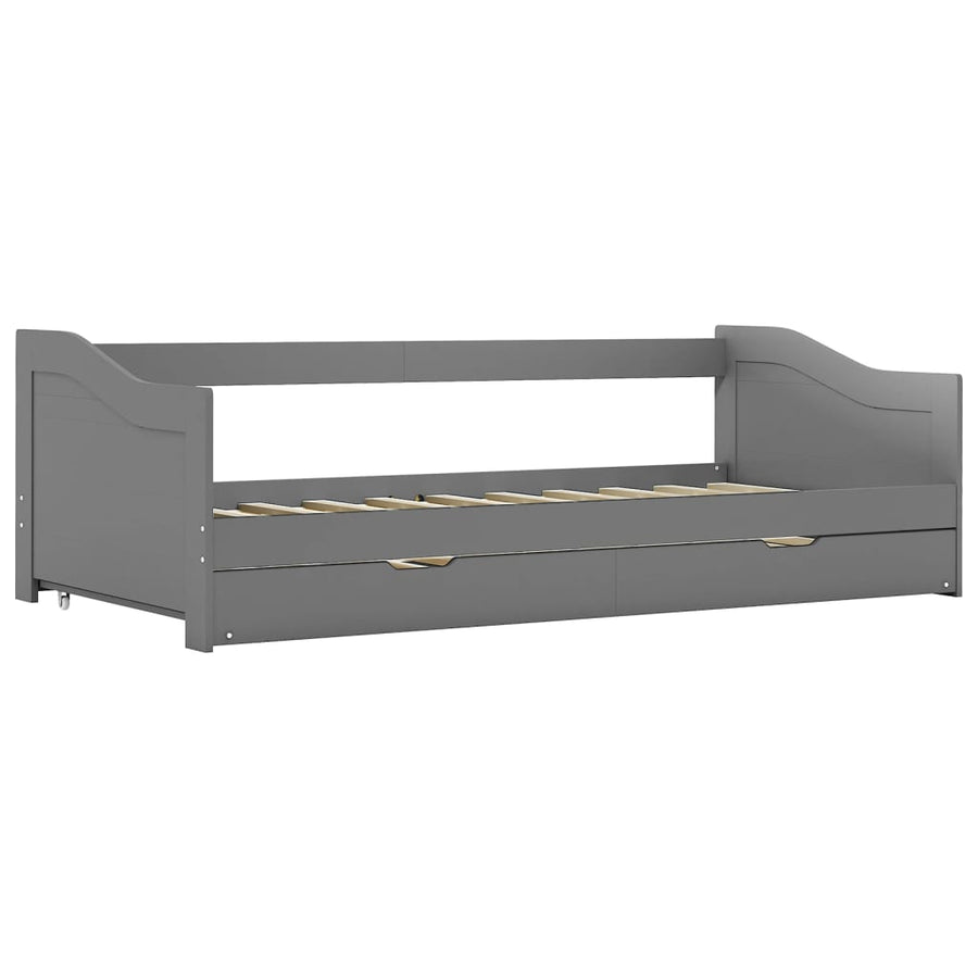 Bedbankframe Uittrekbaar Grenenhout 90X200 Cm Grijs