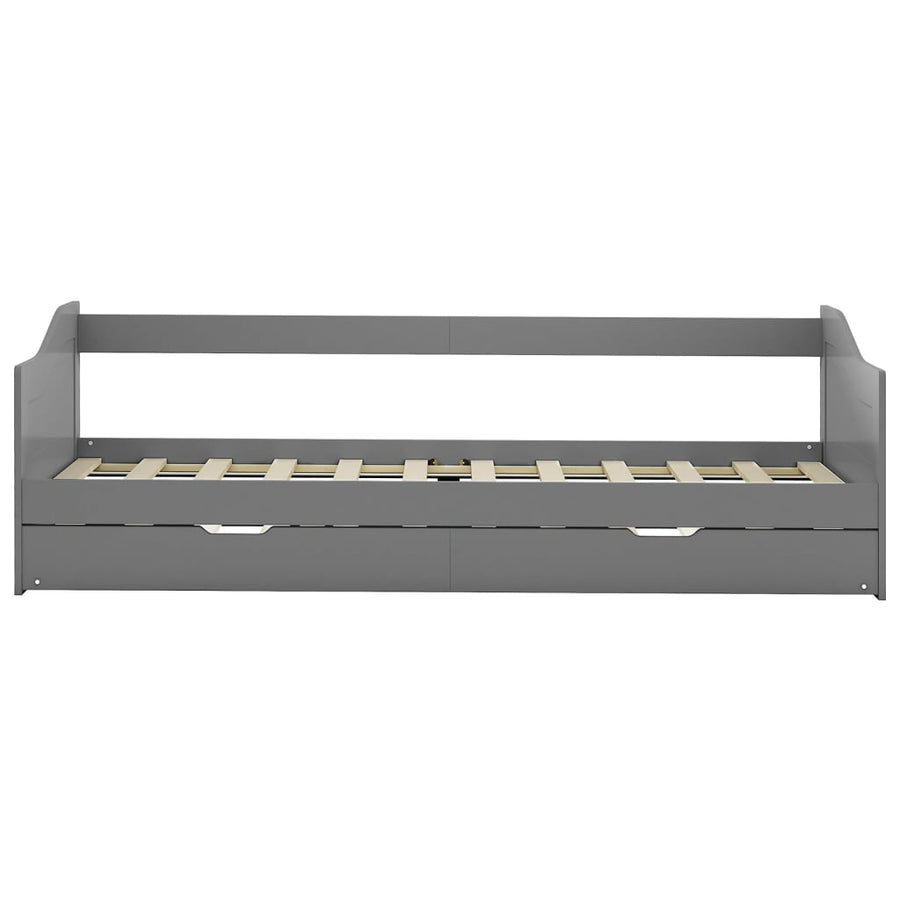 Bedbankframe Uittrekbaar Grenenhout 90X200 Cm Grijs