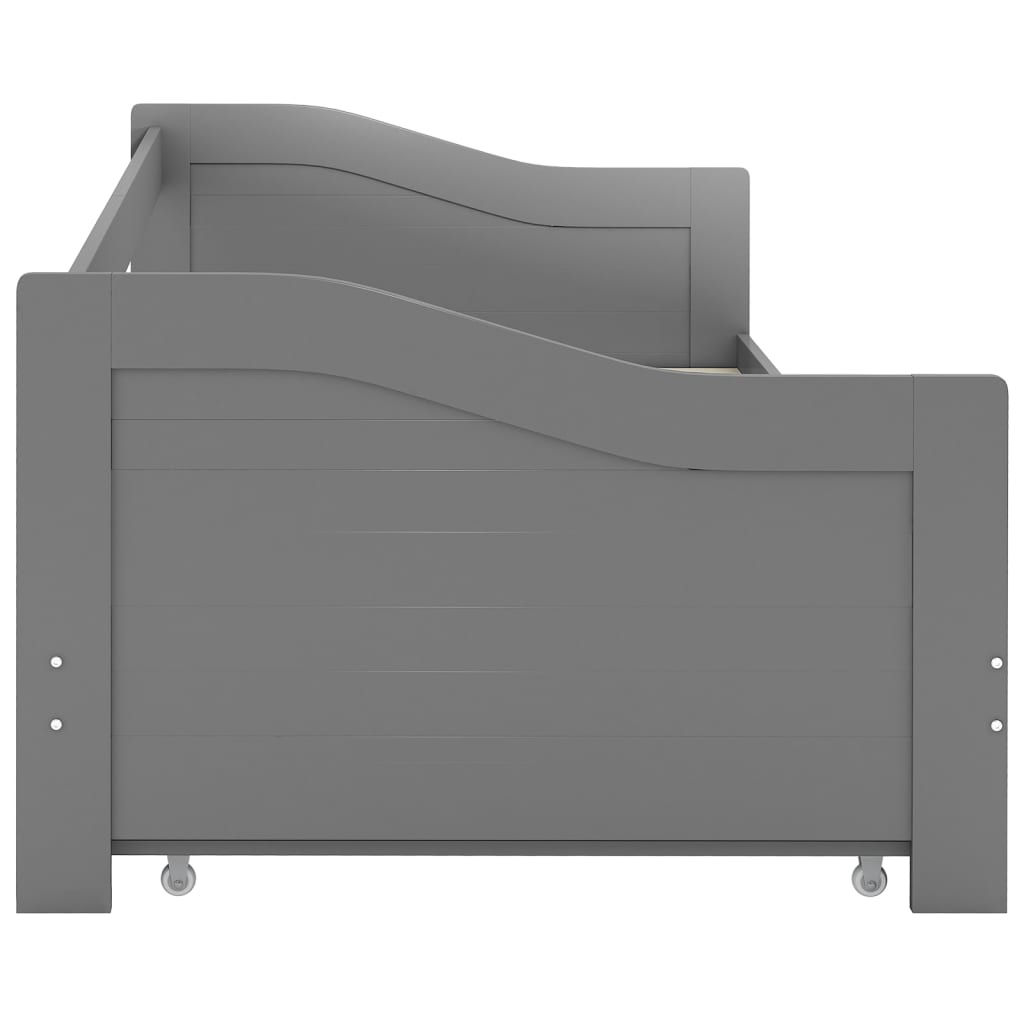 Bedbankframe Uittrekbaar Grenenhout 90X200 Cm Grijs