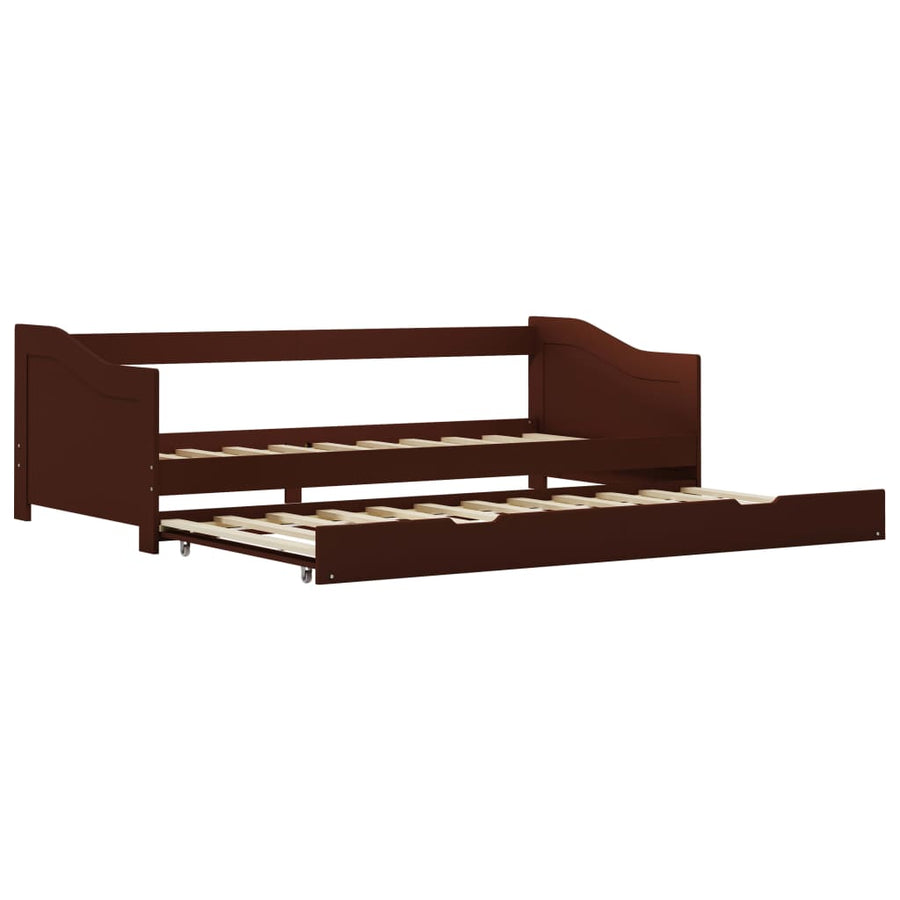 Bedbankframe Uittrekbaar Grenenhout 90X200 Cm Donkerbruin