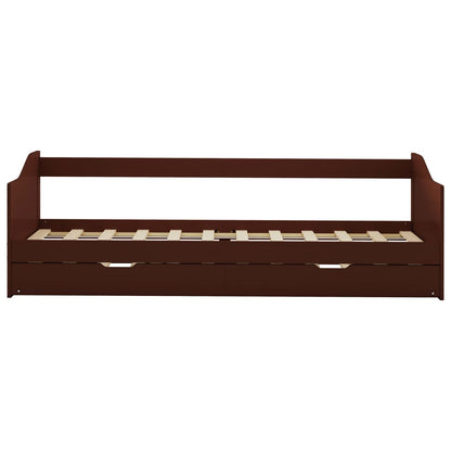 Bedbankframe Uittrekbaar Grenenhout 90X200 Cm Donkerbruin