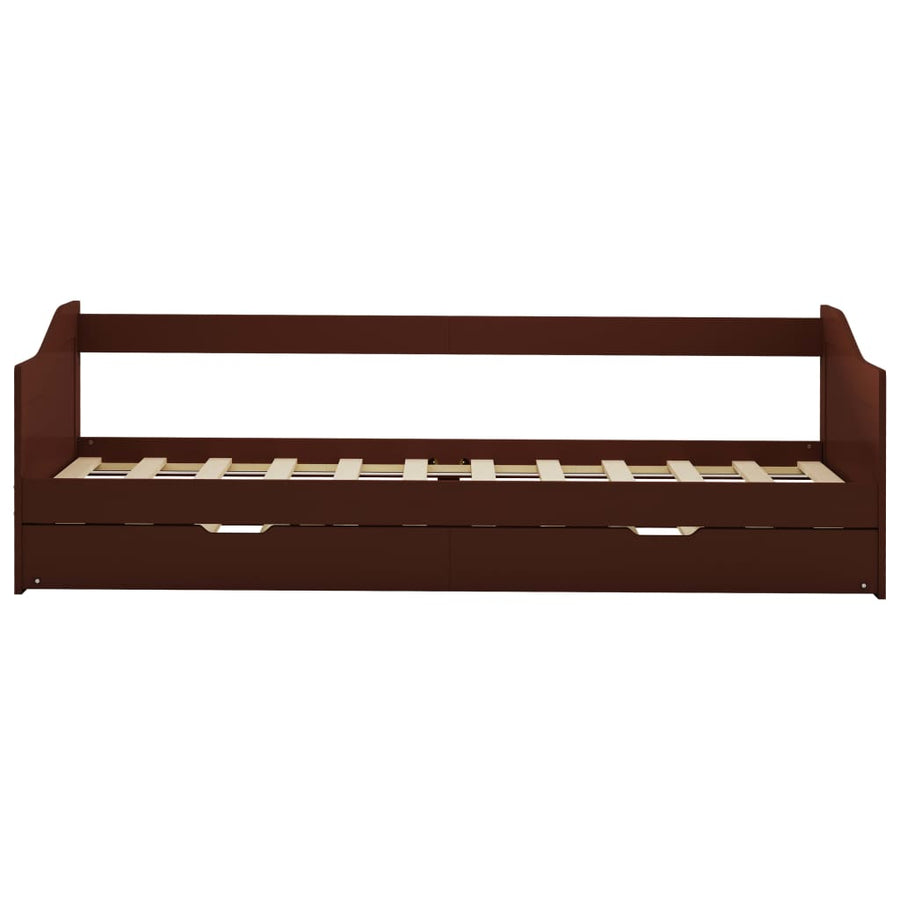 Bedbankframe Uittrekbaar Grenenhout 90X200 Cm Donkerbruin