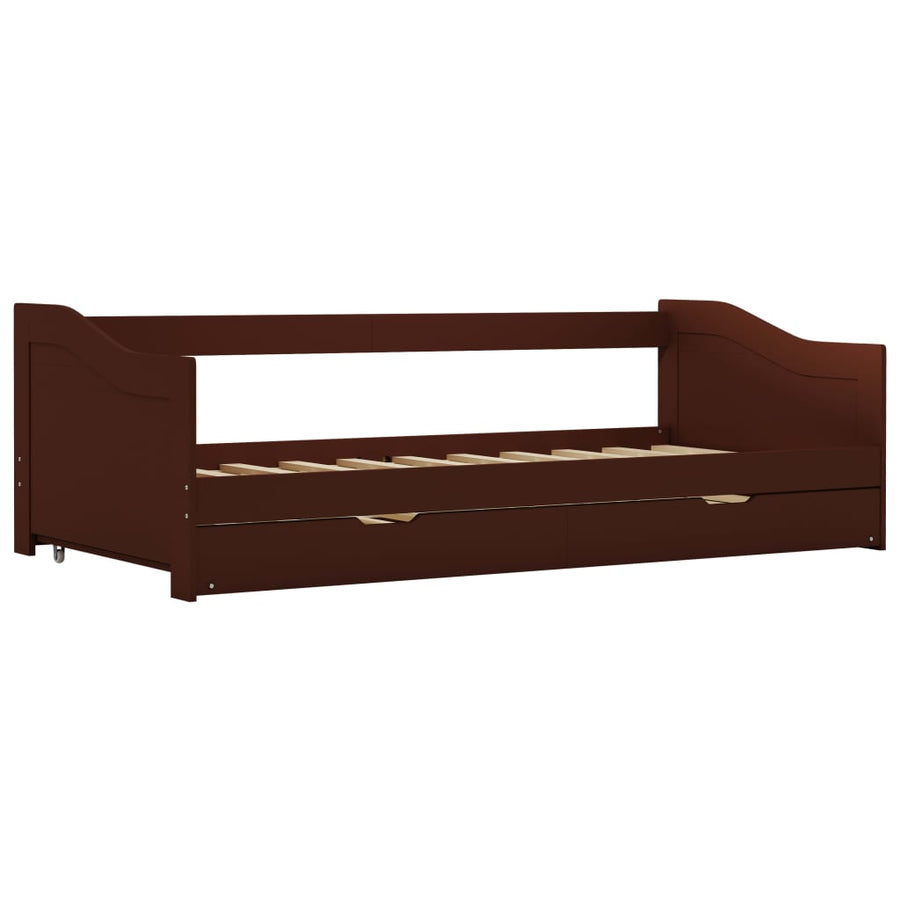 Bedbankframe Uittrekbaar Grenenhout 90X200 Cm Donkerbruin