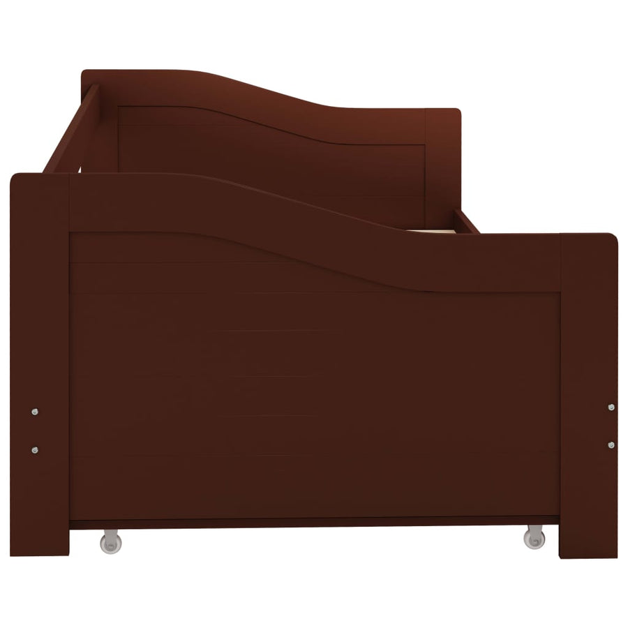 Bedbankframe Uittrekbaar Grenenhout 90X200 Cm Donkerbruin
