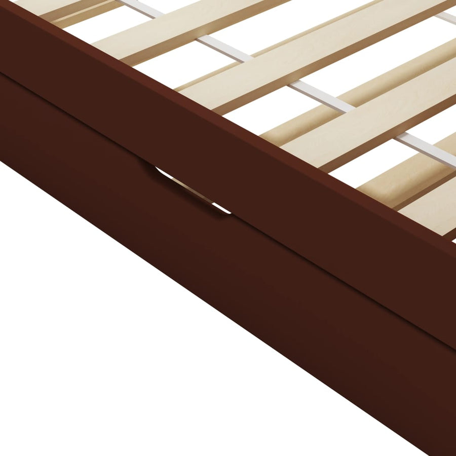 Bedbankframe Uittrekbaar Grenenhout 90X200 Cm Donkerbruin