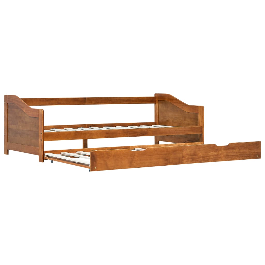Bedbankframe Uittrekbaar Grenenhout 90X200 Cm Honingbruin