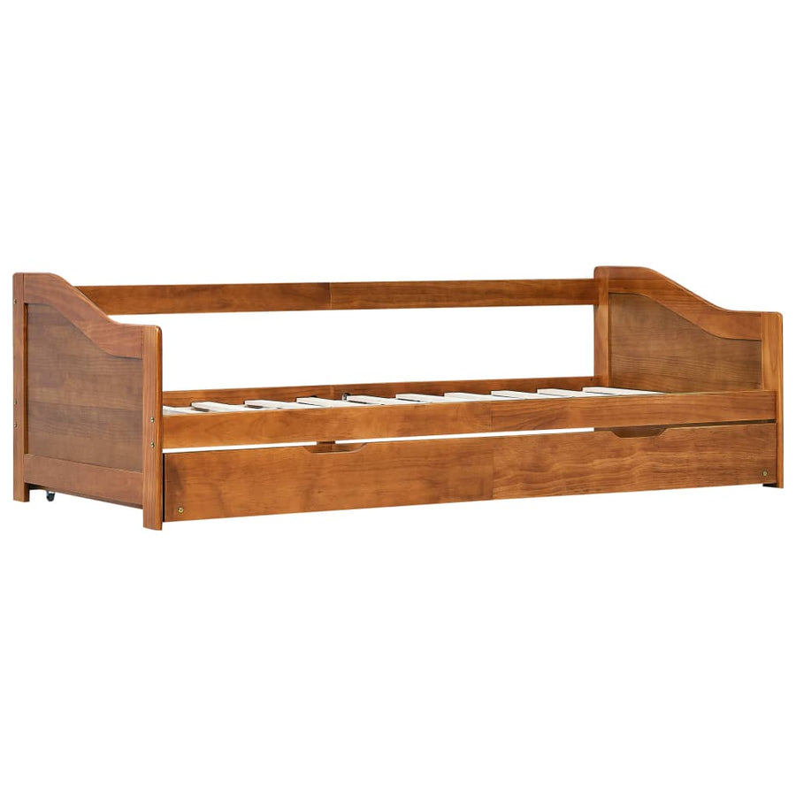 Bedbankframe Uittrekbaar Grenenhout 90X200 Cm Honingbruin