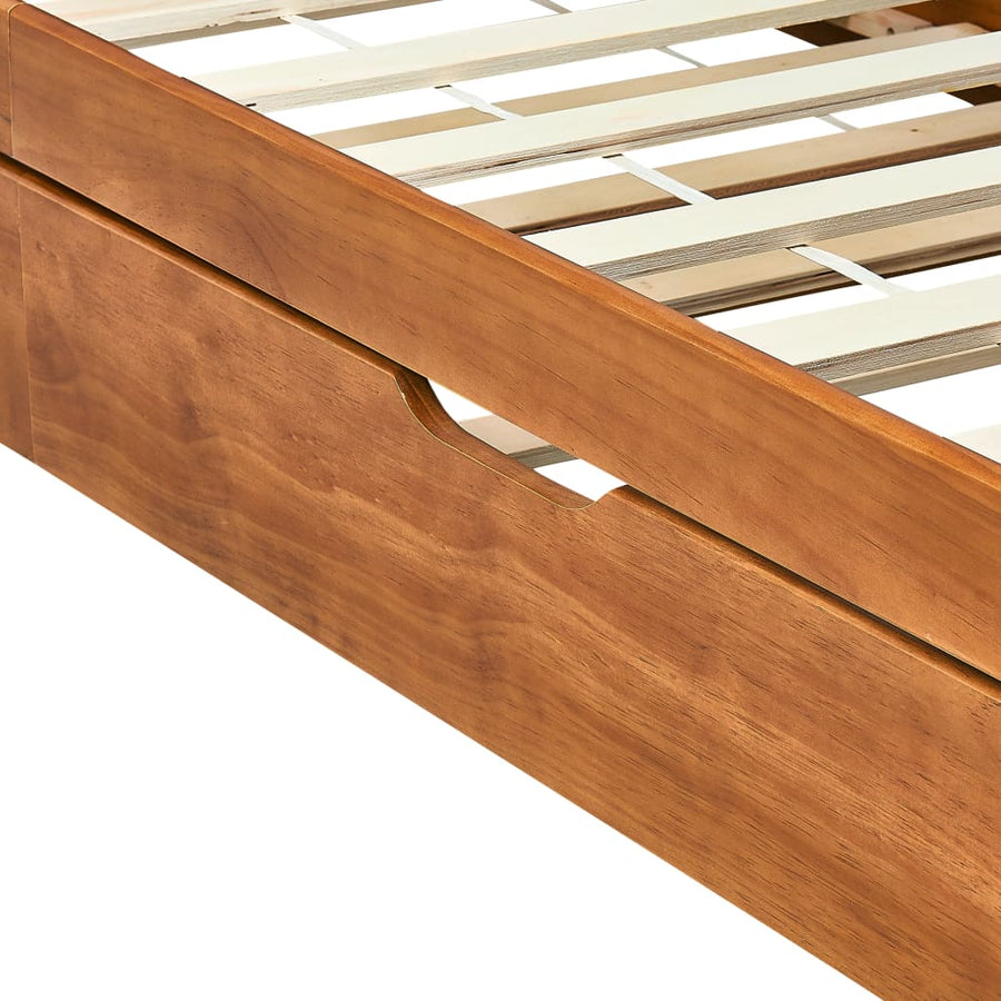 Bedbankframe Uittrekbaar Grenenhout 90X200 Cm Honingbruin