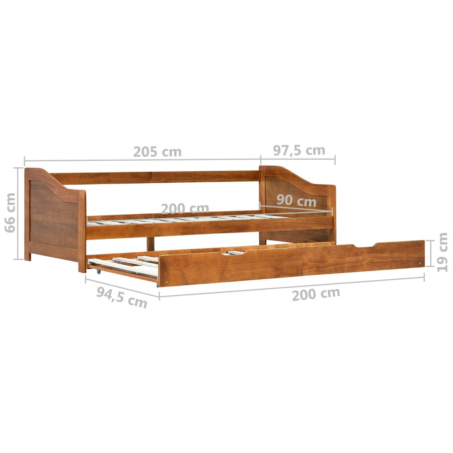 Bedbankframe Uittrekbaar Grenenhout 90X200 Cm Honingbruin