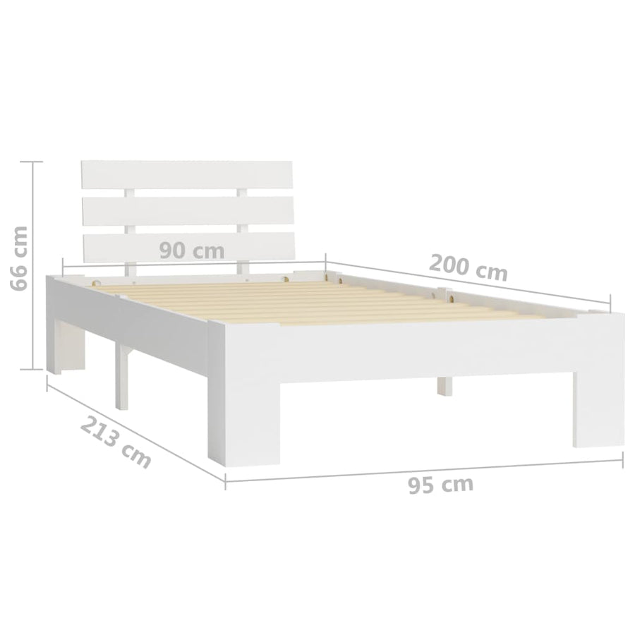 Bedframe Massief Grenenhout 90 x 200 cm Wit