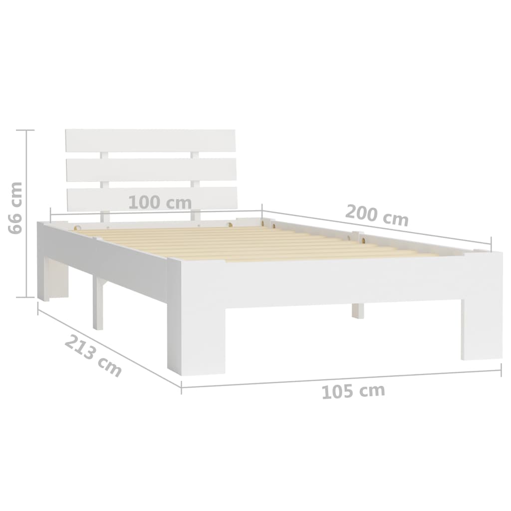 Bedframe Massief Grenenhout 100 x 200 cm Wit