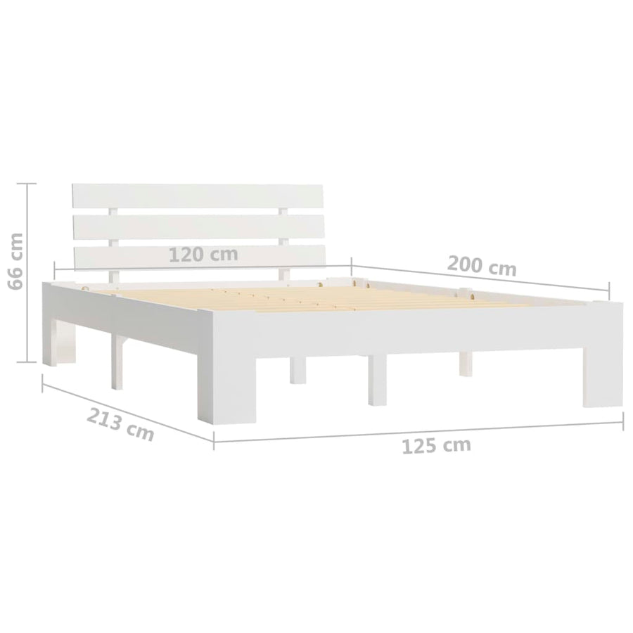 Bedframe Massief Grenenhout 120 x 200 cm Wit