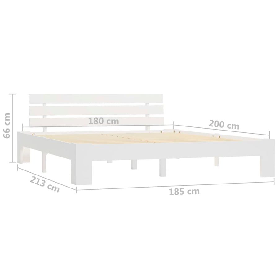 Bedframe Massief Grenenhout 180 x 200 cm Wit