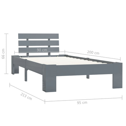 Bedframe Massief Grenenhout 90 x 200 cm Grijs