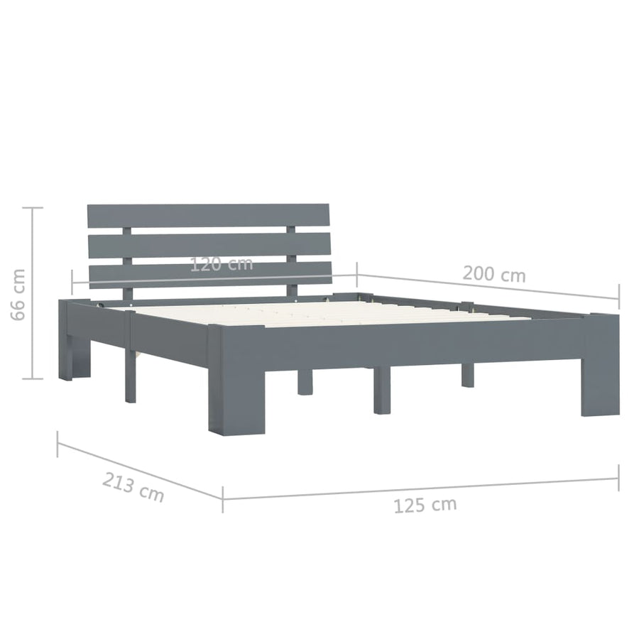 Bedframe Massief Grenenhout 120 x 200 cm Grijs