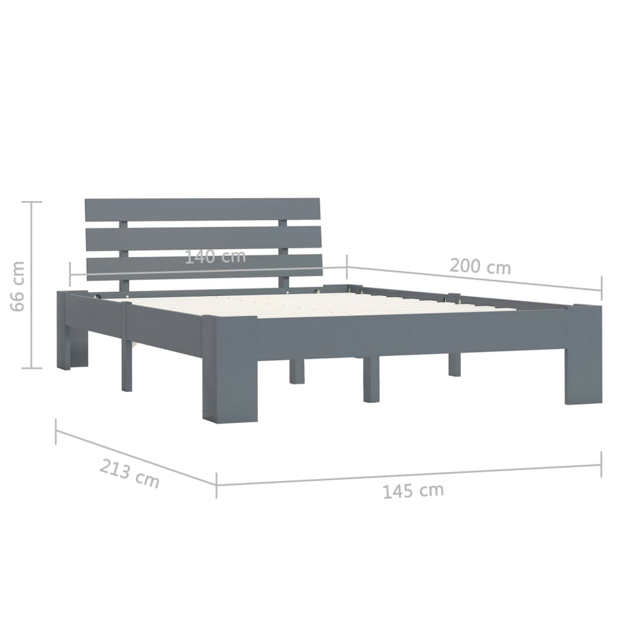 Bedframe Massief Grenenhout 140 x 200 cm Grijs