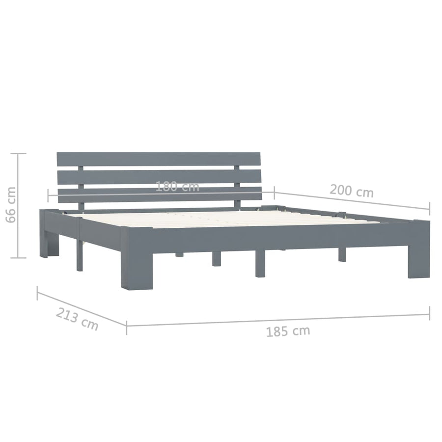 Bedframe Massief Grenenhout 180 x 200 cm Grijs