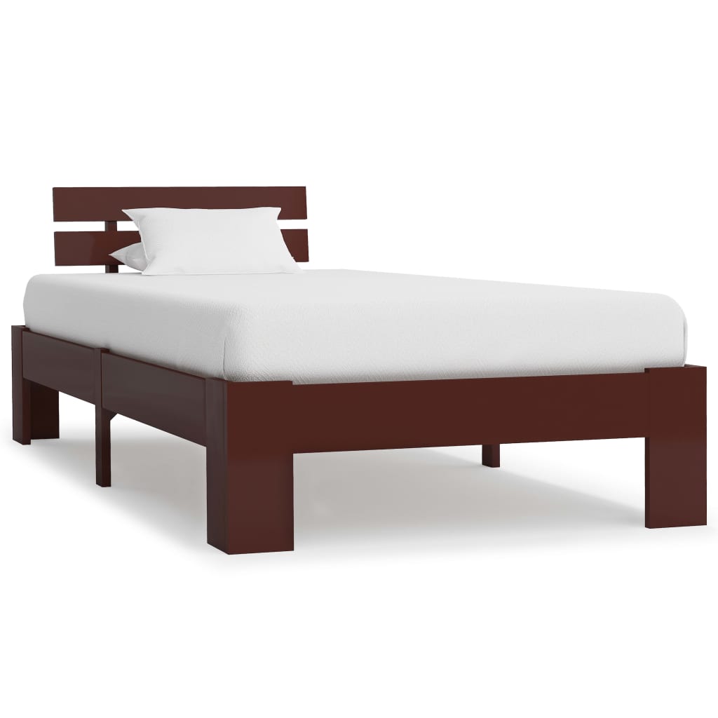 Bedframe Massief Grenenhout 90 x 200 cm Donkerbruin