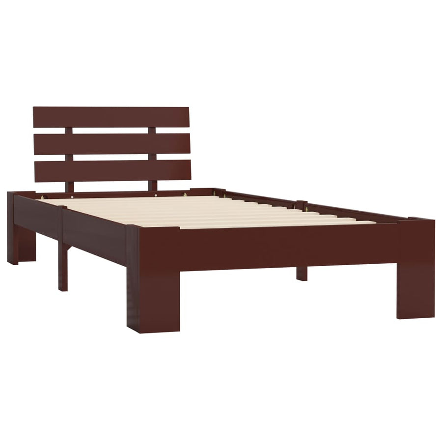 Bedframe Massief Grenenhout 90 x 200 cm Donkerbruin