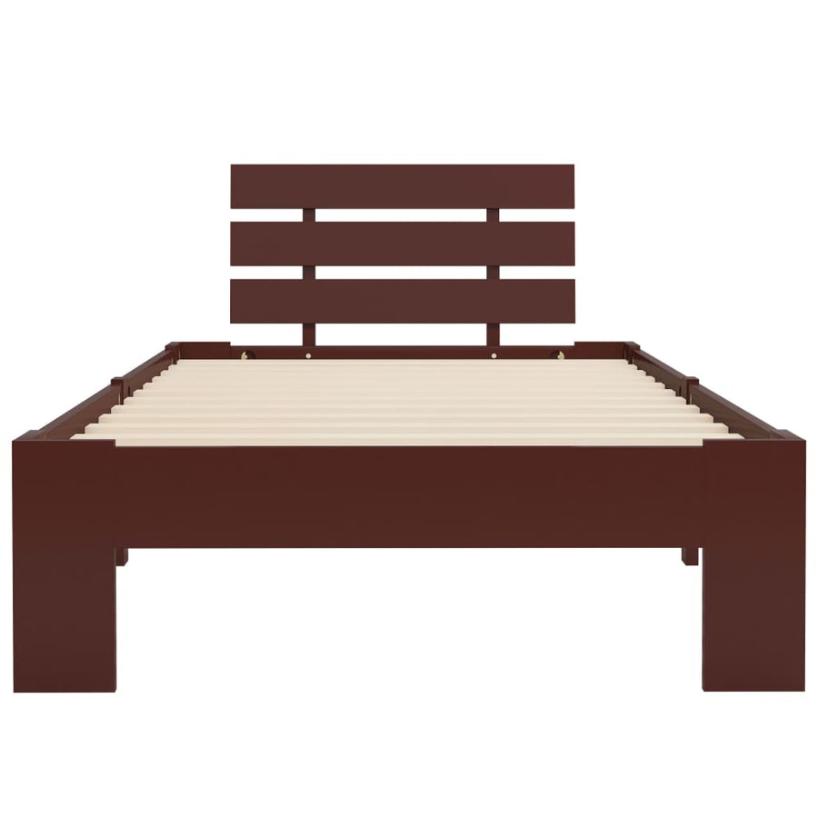 Bedframe Massief Grenenhout 90 x 200 cm Donkerbruin