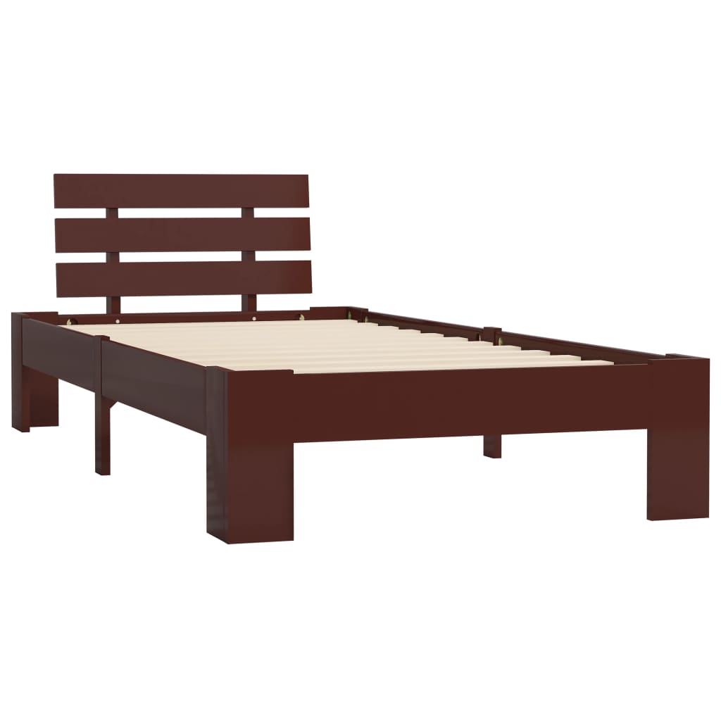 Bedframe Massief Grenenhout 100 x 200 cm Donkerbruin