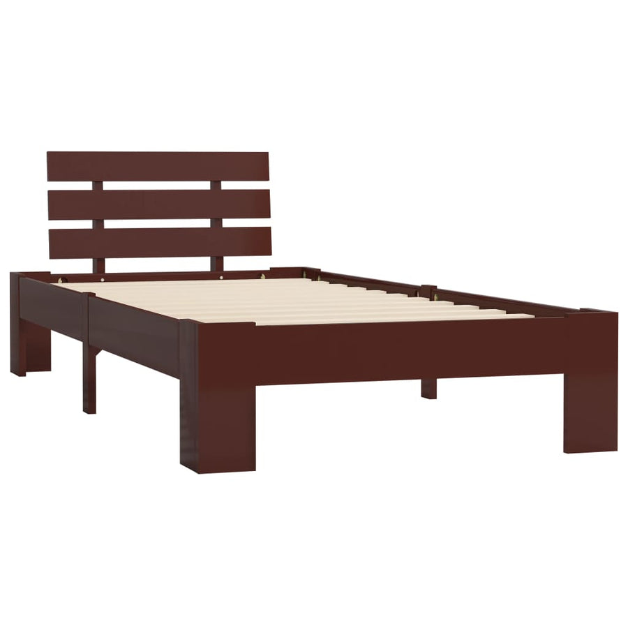 Bedframe Massief Grenenhout 100 x 200 cm Donkerbruin