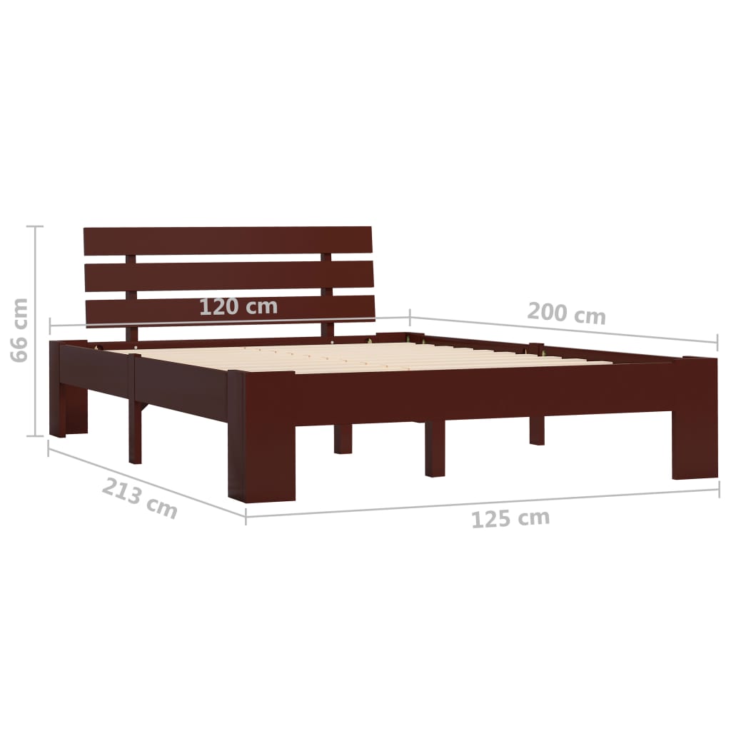 Bedframe Massief Grenenhout 120 x 200 cm Donkerbruin