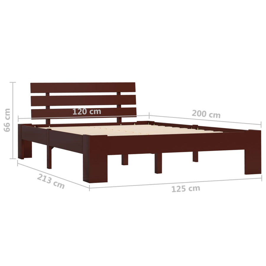 Bedframe Massief Grenenhout 120 x 200 cm Donkerbruin