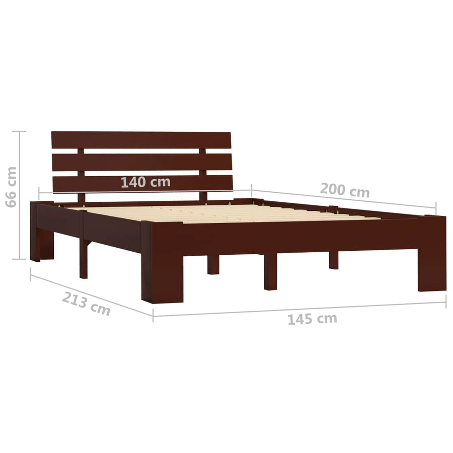 Bedframe Massief Grenenhout 140 x 200 cm Donkerbruin