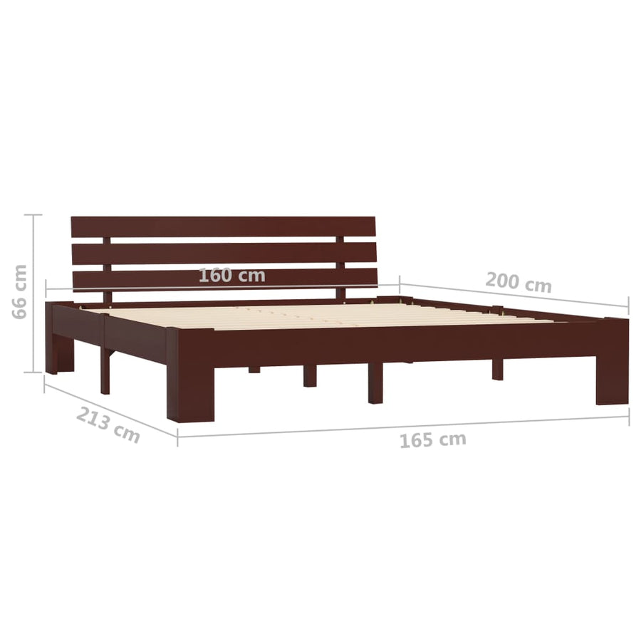 Bedframe Massief Grenenhout 160 x 200 cm Donkerbruin