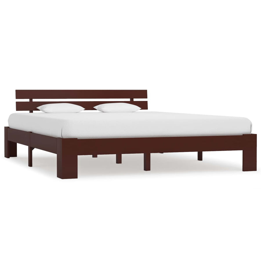 Bedframe Massief Grenenhout 180 x 200 cm Donkerbruin