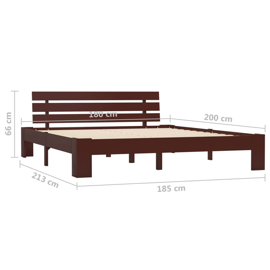 Bedframe Massief Grenenhout 180 x 200 cm Donkerbruin