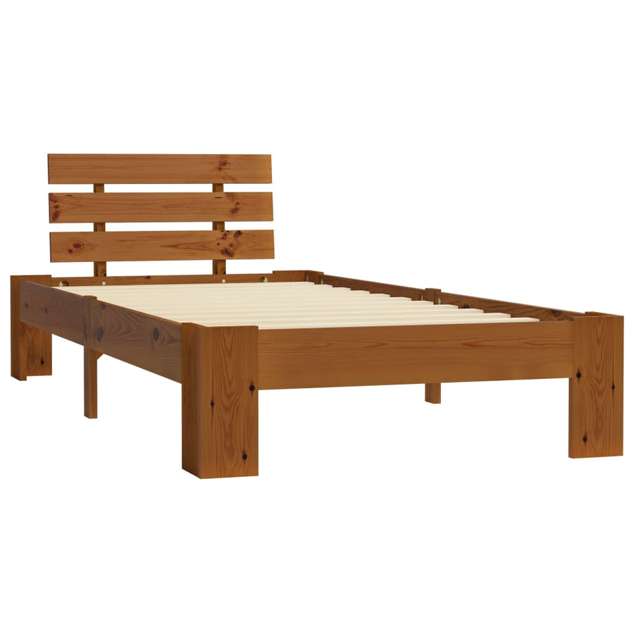 Bedframe Massief Grenenhout 100 x 200 cm Honingbruin
