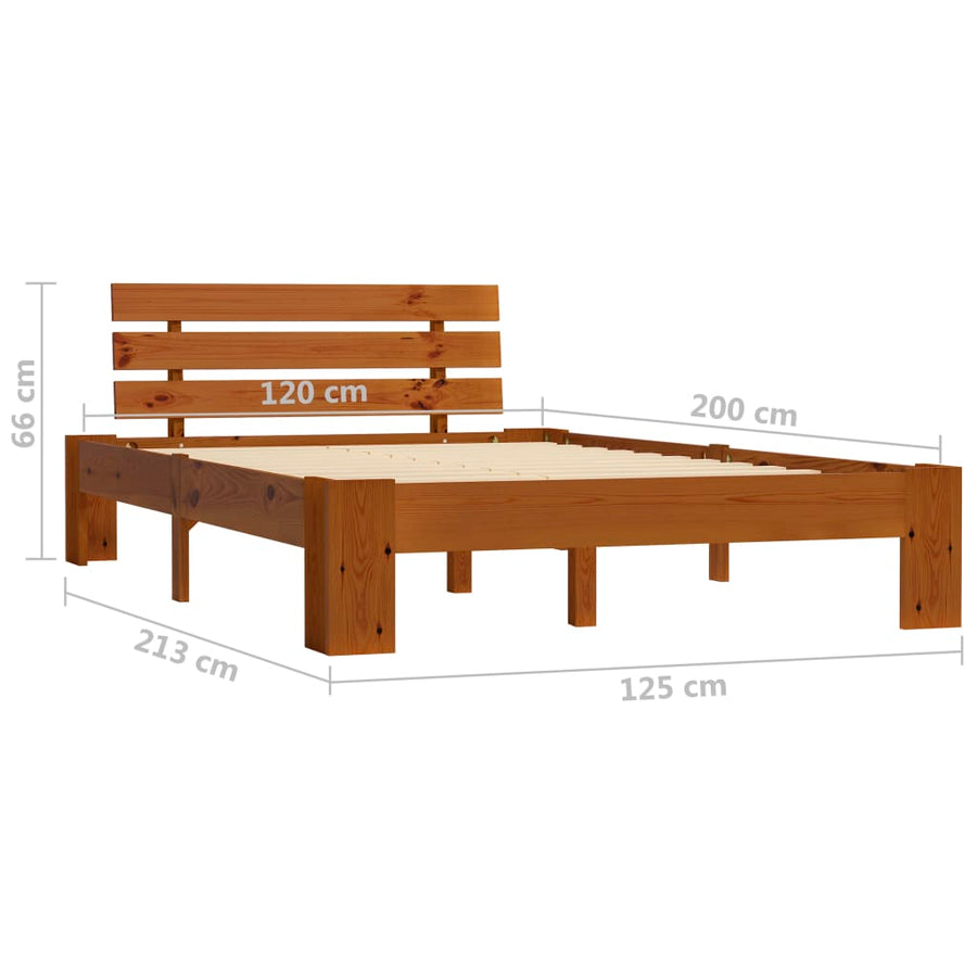 Bedframe Massief Grenenhout 120 x 200 cm Honingbruin